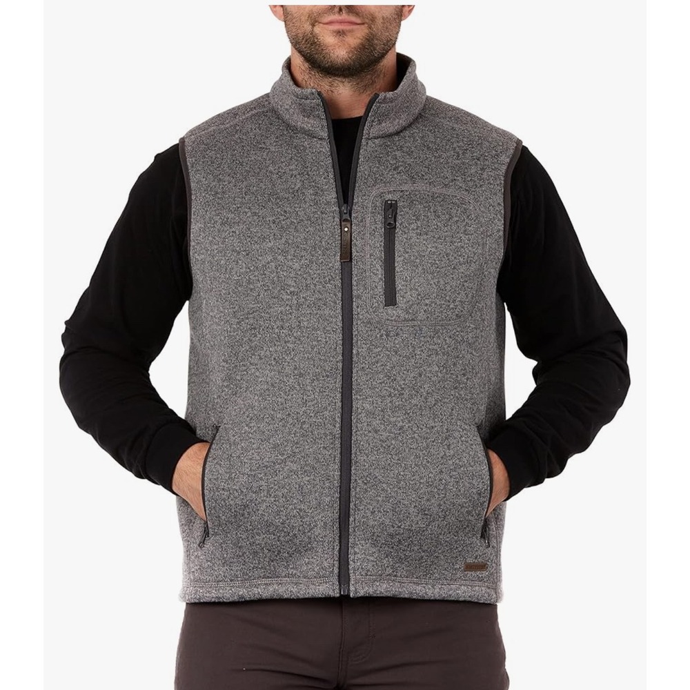 Smiths Workwear Men's Sherpa Lined Fleece Vest XL Gray Zip Pockets